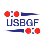 U.S. Backgammon Federation logo from 2019. It has checker and pip symbols and has the letters USBGF.