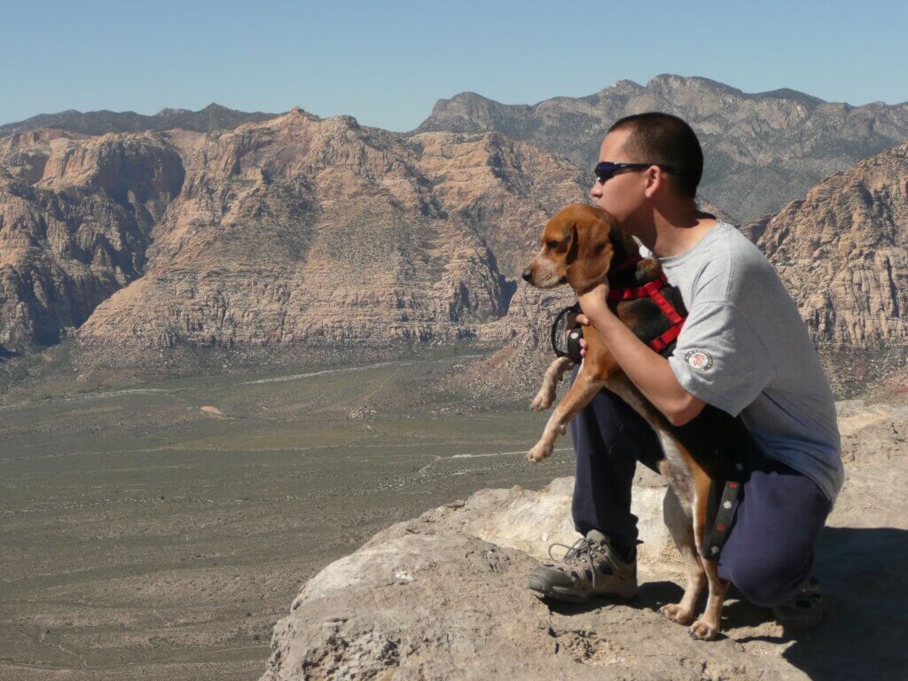 Photo of Jason Lee, editor of the Online Match Series, with his dog.