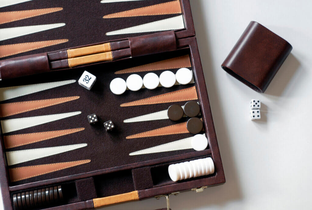 Typical home backgammon board.