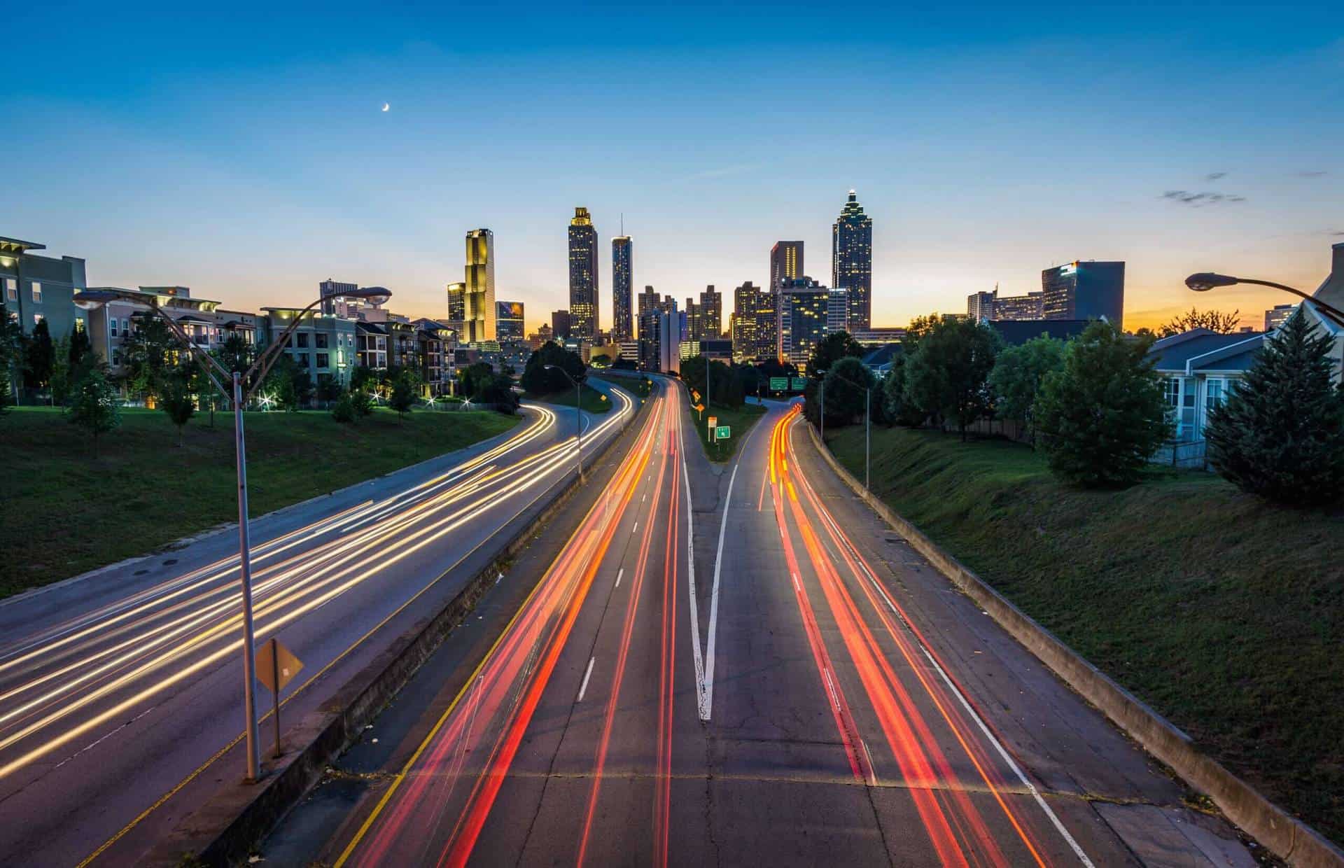 Atlanta Spring Classic Atlanta skyline and traffic