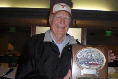 Malcolm Davis holding his Texas Trophy