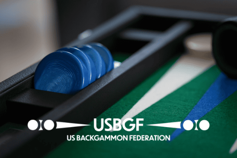 USBGF News - picture of a backgammon board with the USBGF logo.