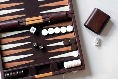 Typical home backgammon board.